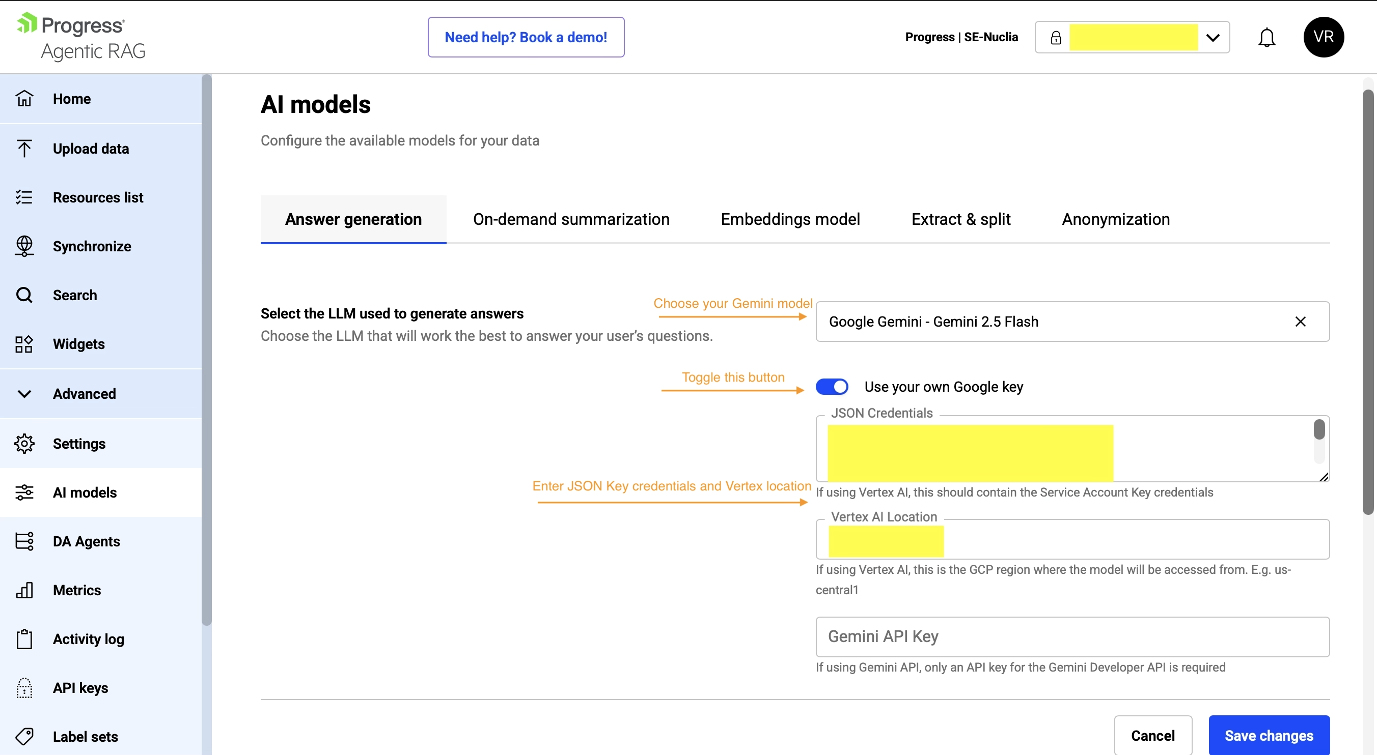 Progress LLM Selection Page